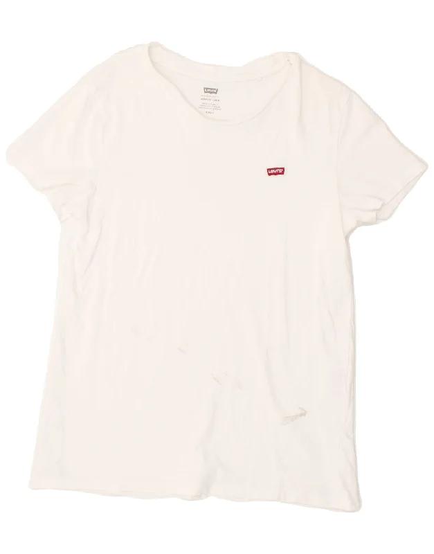 LEVI'S Womens T-Shirt Top UK 10 Small White Cotton