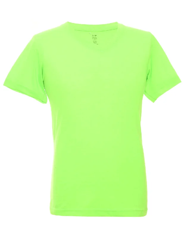 Light Green Plain T-shirt - S Mesh Fabric Canvas Fabric Denim Fabric