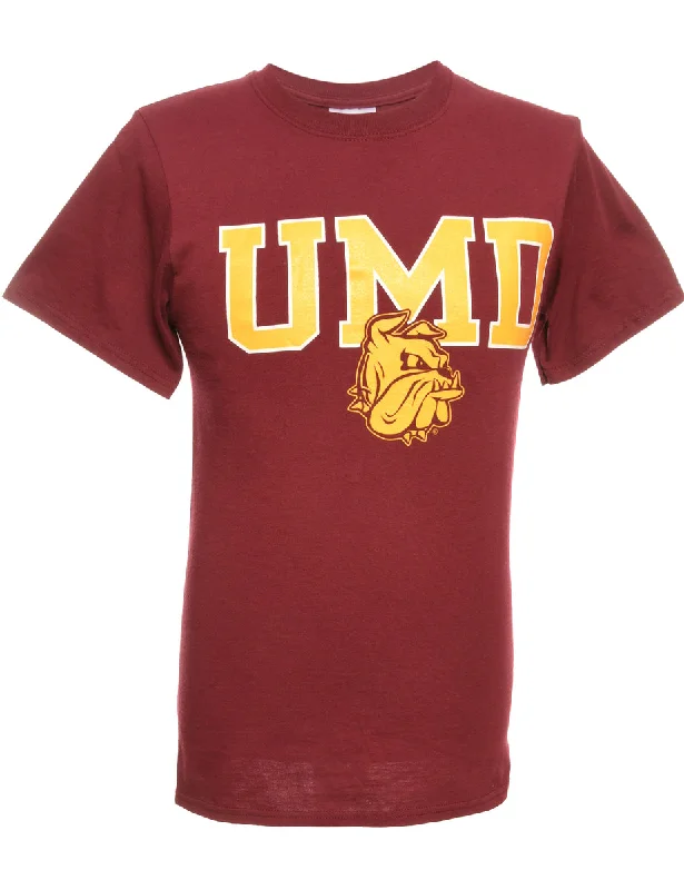 Maroon Jerzees Printed T-shirt - S Nylon Fabric Polyester Fabric Spandex Fabric