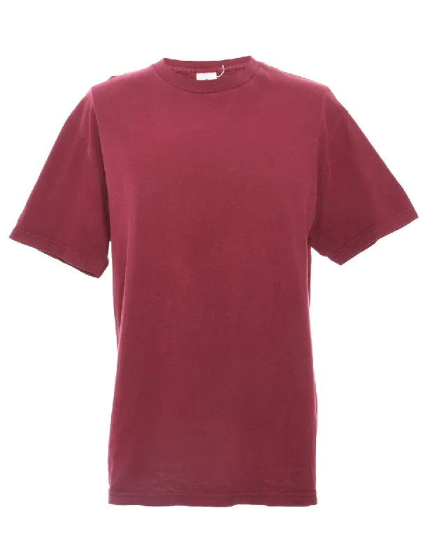 Maroon Plain T-shirt - L Hooded Caped Shawl Collar