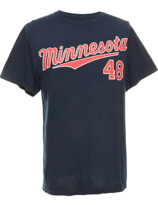 MLB Minnesota Navy Sports T-shirt - M Satin Blend Silk Blend Wool Blend