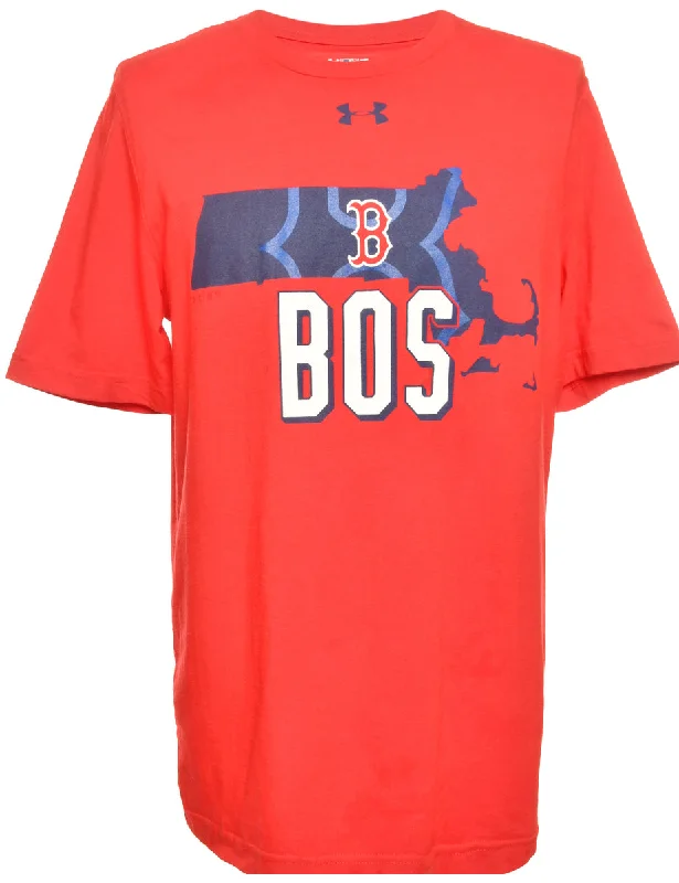 MLB Red Under Armour Sports T-shirt - L Terry Blend Velvet Blend Canvas Blend