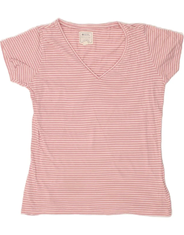 MOUNTAIN WAREHOUSE Womens T-Shirt Top UK 12 Medium Pink Striped Modal Fashionable Trendy Casual