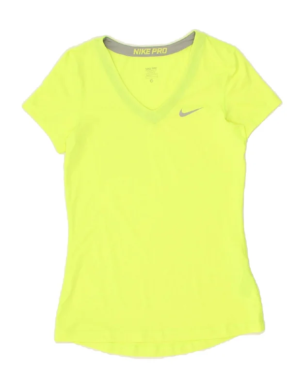 NIKE Womens T-Shirt Top UK 14 Medium Green Polyester Wool Fabric Cashmere Fabric Tweed Fabric