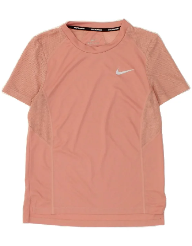 NIKE Womens T-Shirt Top UK 6 XS Pink Terry Blend Velvet Blend Canvas Blend