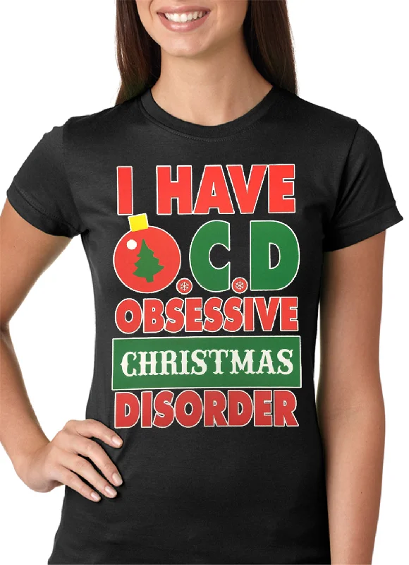 OCD--Obsessive Christmas Disorder Girls T-shirt Mesh Blend Leather Blend Suede Blend