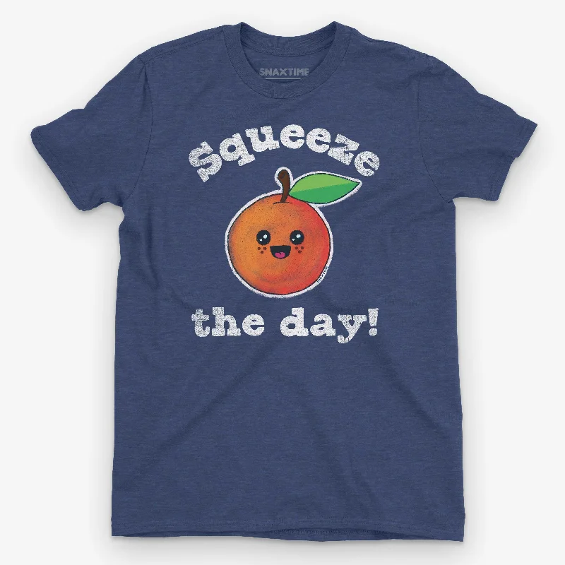 'Squeeze the Day' Kawaii Orange Graphic T-Shirt Asymmetrical Pockets Print