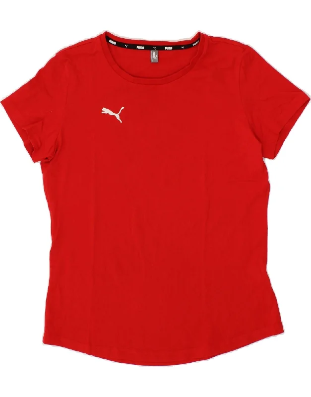 PUMA Womens T-Shirt Top UK 14 Large Red Cotton