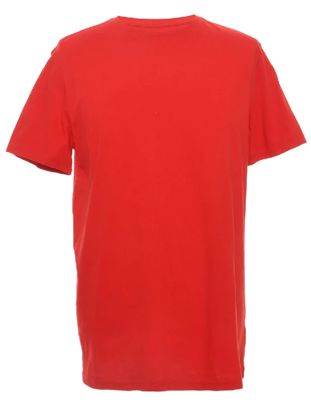 Red Plain T-shirt - M Anti-Pilling Machine Wash Handmade
