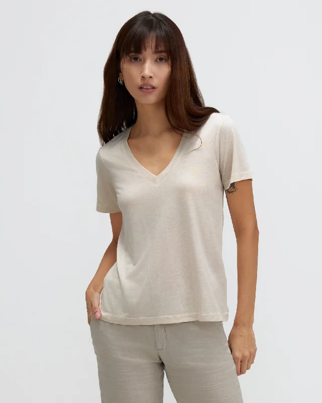TENCEL™ V Neck Tee Elasticated Padded Insulated