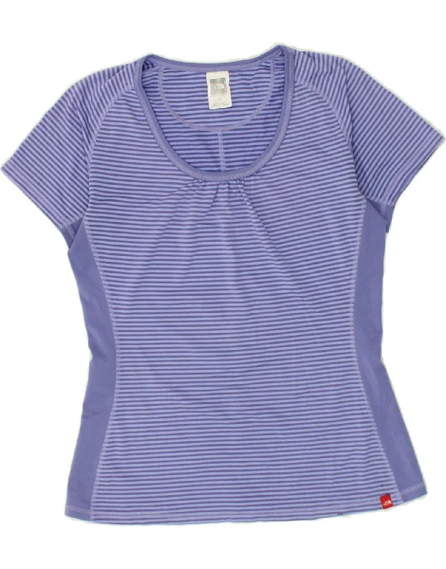 THE NORTH FACE Womens T-Shirt Top UK 12 Medium Purple Striped Polyester Anti-Shrink Durable Soft
