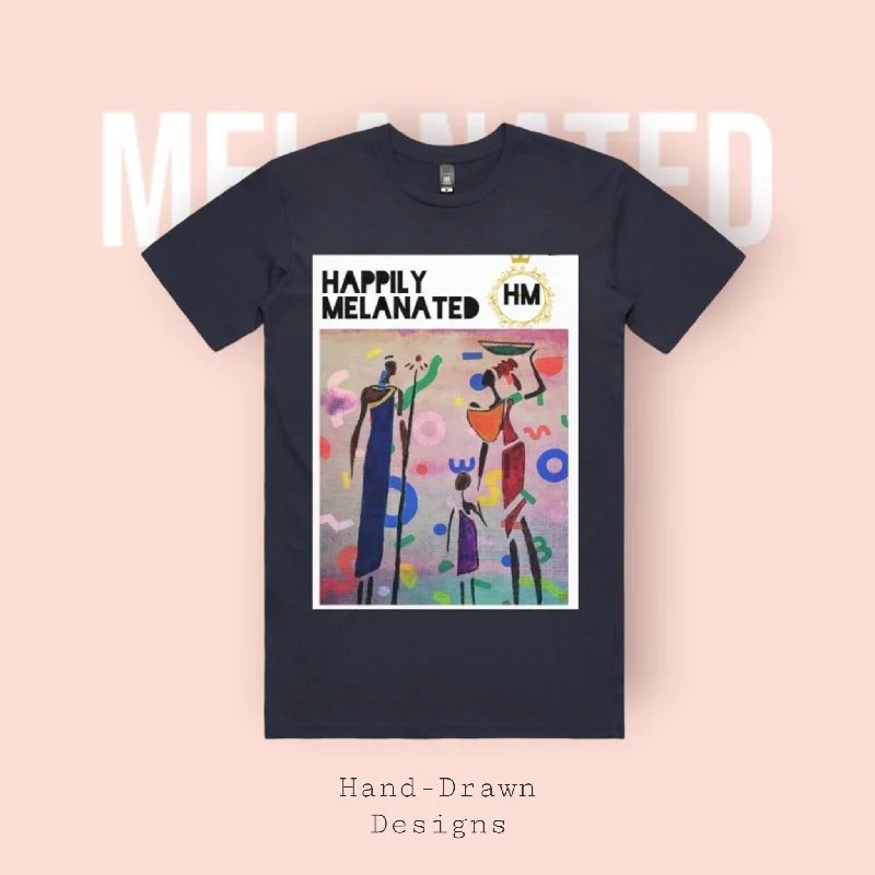 Bold Ethnic T-shirt, Hand-drawn Tribal Family Doodle with Motivational Quotes Spandex Blend Rayon Blend Denim Blend