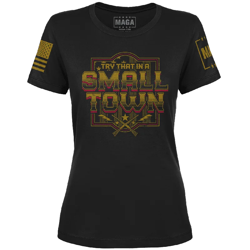 Small Town Ladies Tee Striped Floral Plaid