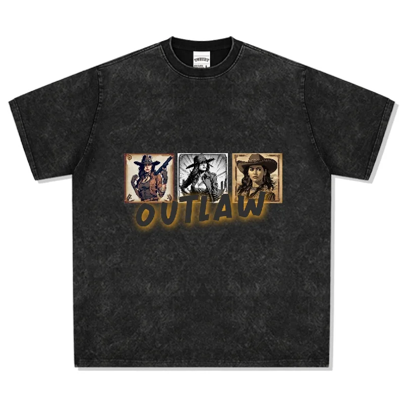Unisex Heavyweight Outlaw Cotton T-shirt Houndstooth Herringbone Solid