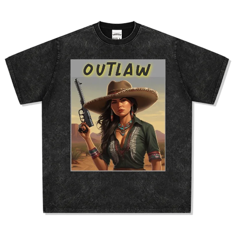 Unisex Outlaw Heavyweight T-shirt Hooded Caped Shawl Collar
