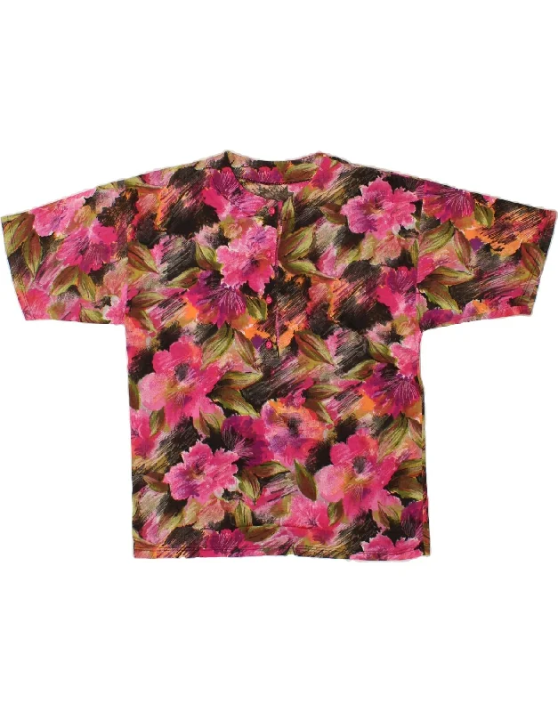 VINTAGE Womens T-Shirt Top UK 16 Large Multicoloured Floral Casual Formal Business