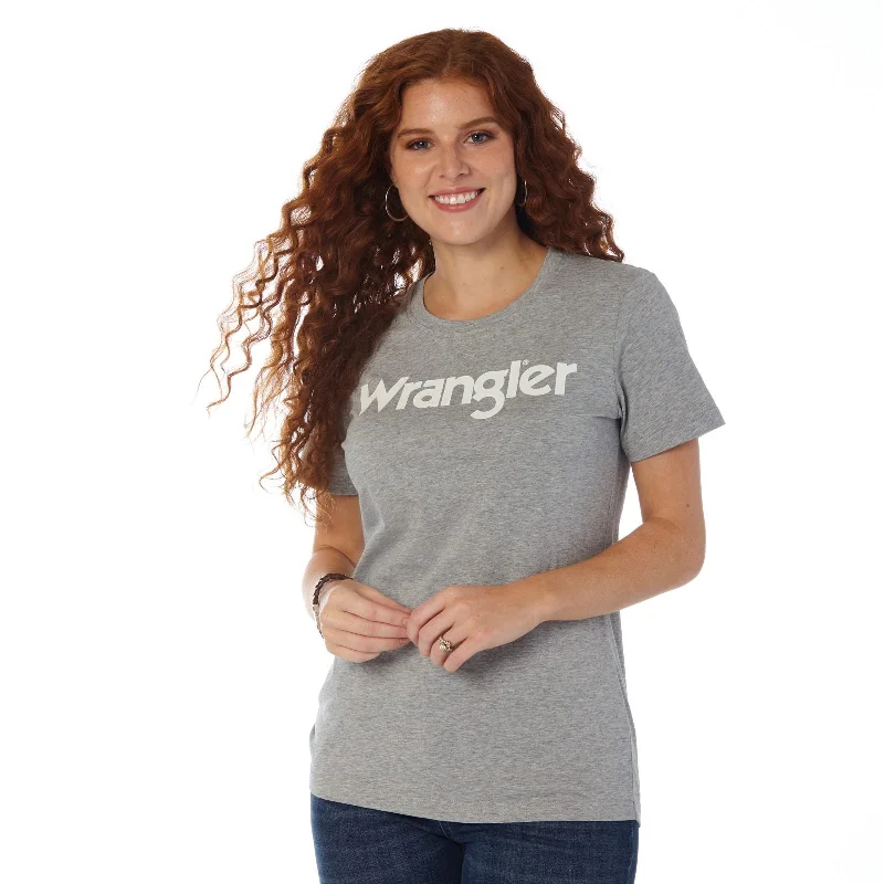 Wrangler Logo Short Sleeve Slim Fit Heather Gray Tee Zippered Buttoned Snapped