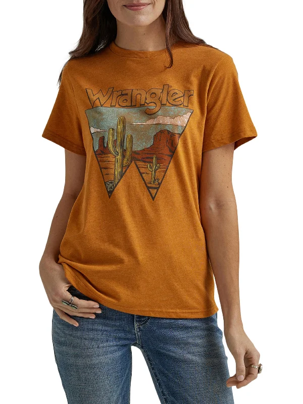 Wrangler Women's Logo Southwestern Short Sleeve Curry Tee Fashionable Trendy Casual