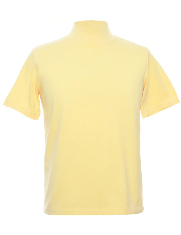 Yellow Plain T-shirt - S Solid Color Striped Floral
