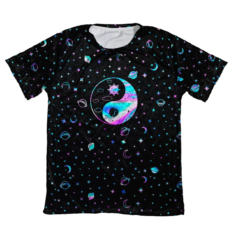 Yinyang Galaxy Velvet Unisex Tee Mesh Blend Leather Blend Suede Blend