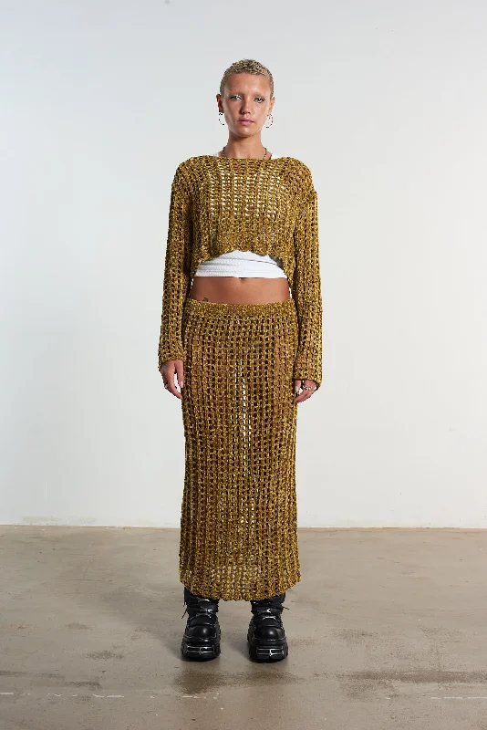 Cage Open Knit Maxi Skirt cotton skirt soft
