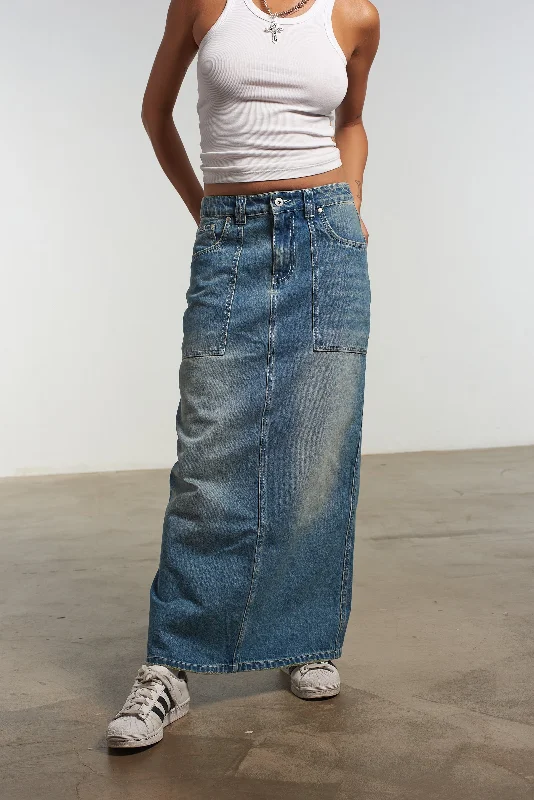 Carpenter Maxi Skirt Blue tiered skirt playful