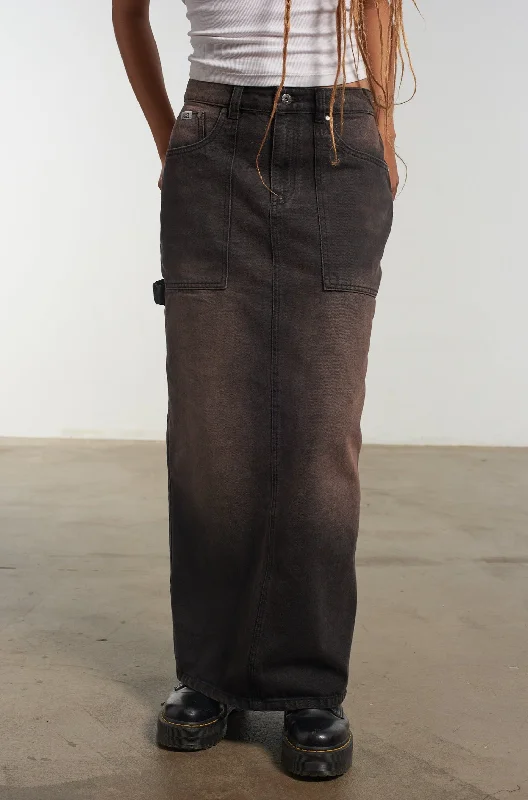 Carpenter Maxi Skirt Brown Wash wrap skirt elegant