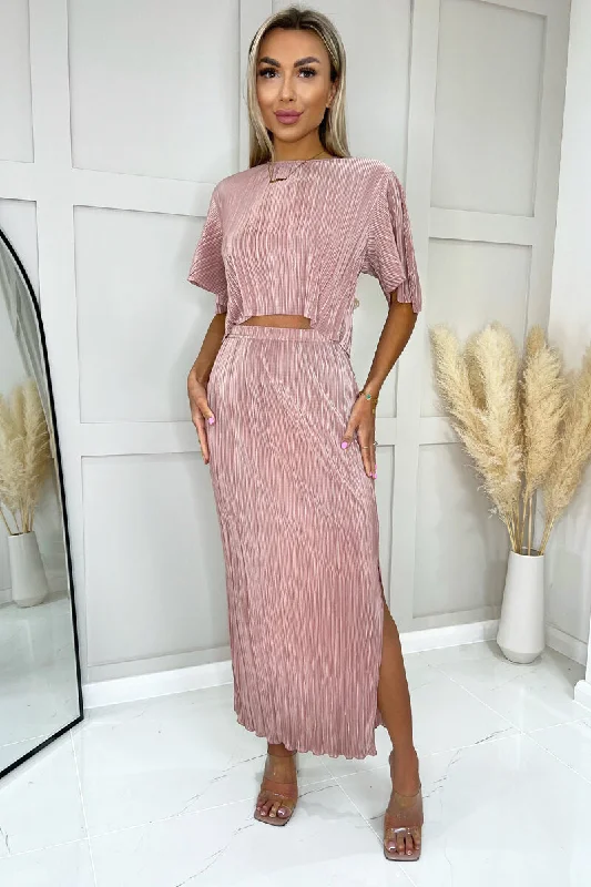 Champagne Plisse Maxi Skirt linen skirt relaxed