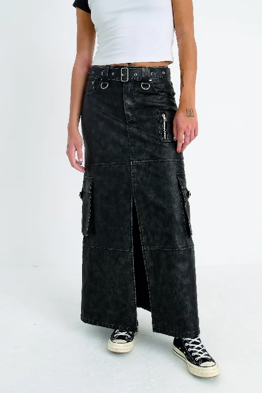 Mischief Faux Leather Maxi Skirt corduroy skirt durable