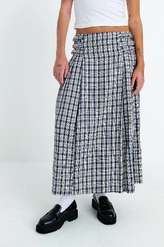 Roary Check Maxi Skirt linen skirt natural