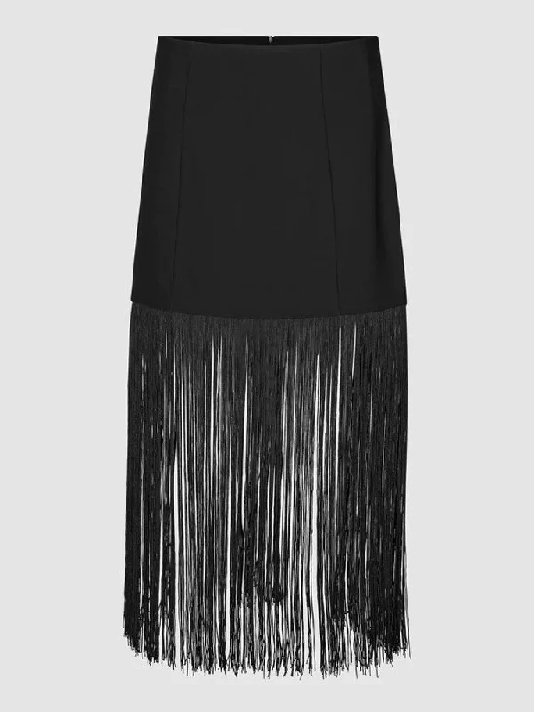 Second Female Fringe Skirt Black