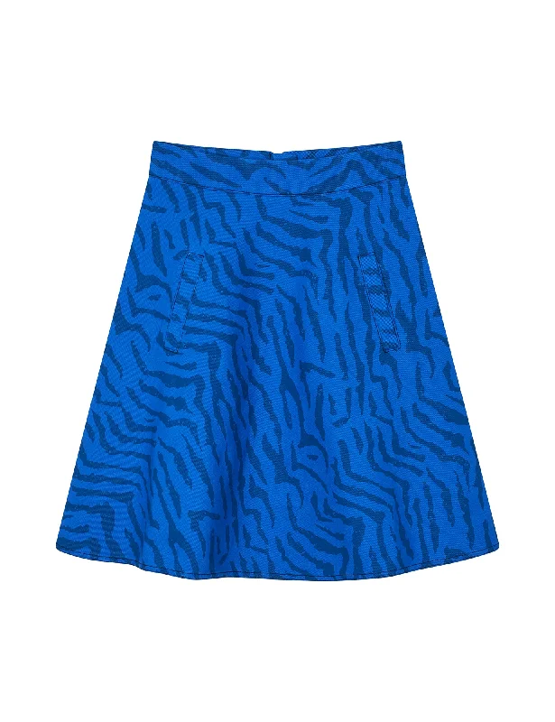 Sketch Denim Stelly Skirt, Denim Zebra AOP/Olympian Blue linen skirt relaxed