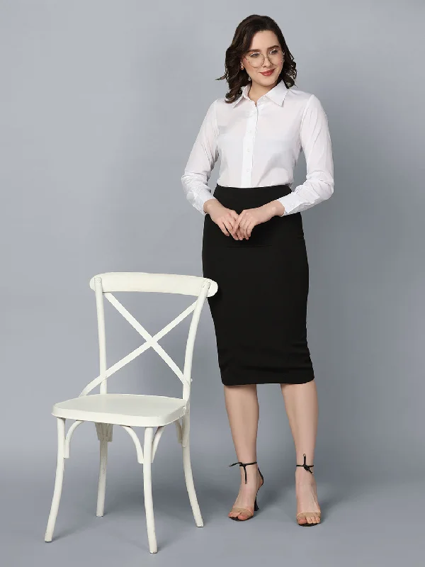 Stretch Pencil Skirt- Black