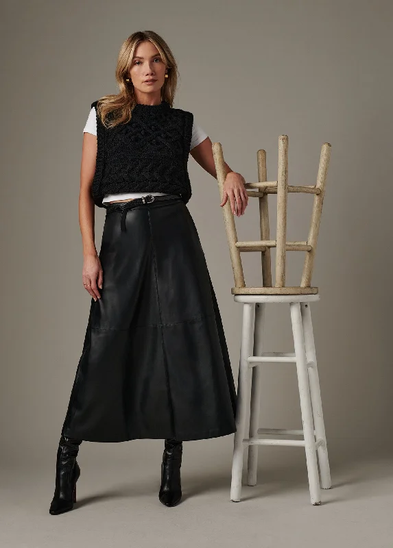 THE TAVI VEGAN LEATHER SKIRT asymmetrical skirt cut