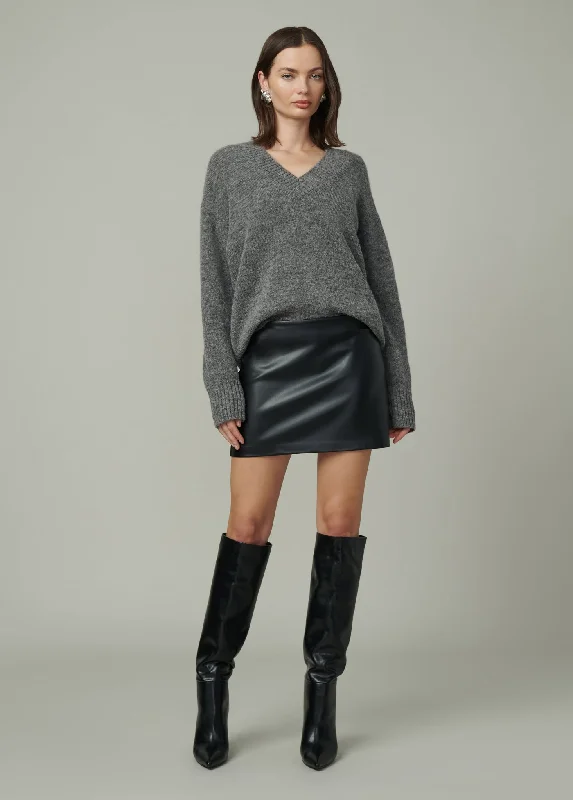 THE VEGAN LEATHER MINI SKIRT wool skirt warm