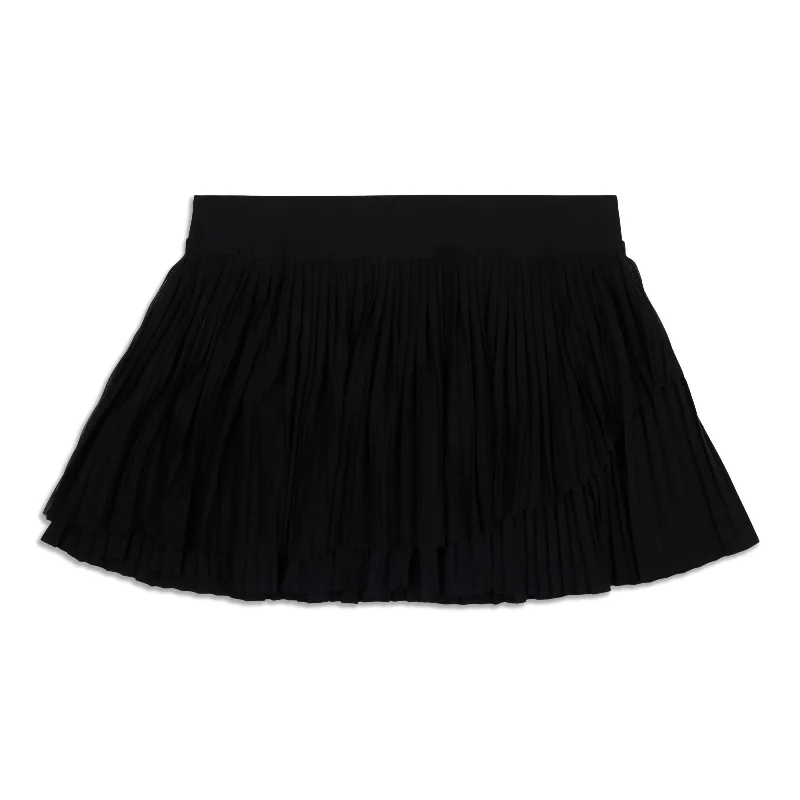 Tiered Pleats High-Rise Tennis Skirt - Resale lace skirt romantic