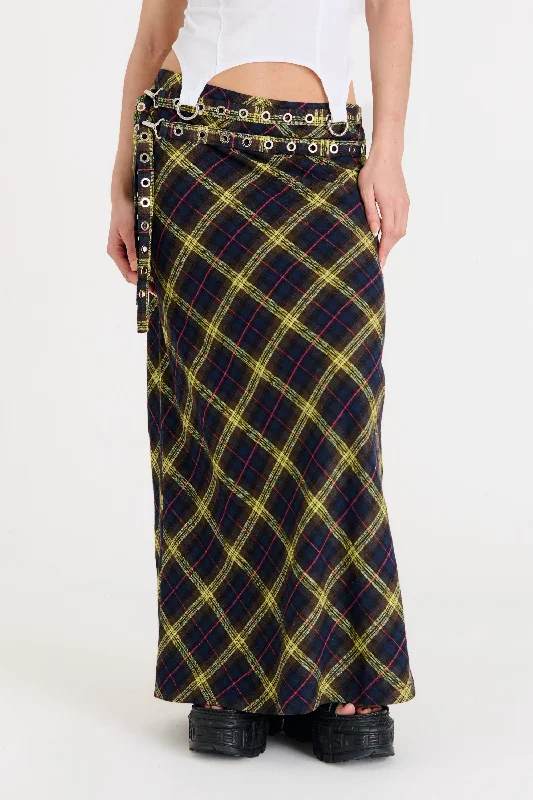 Vicious Check Maxi Skirt slim fit skirt