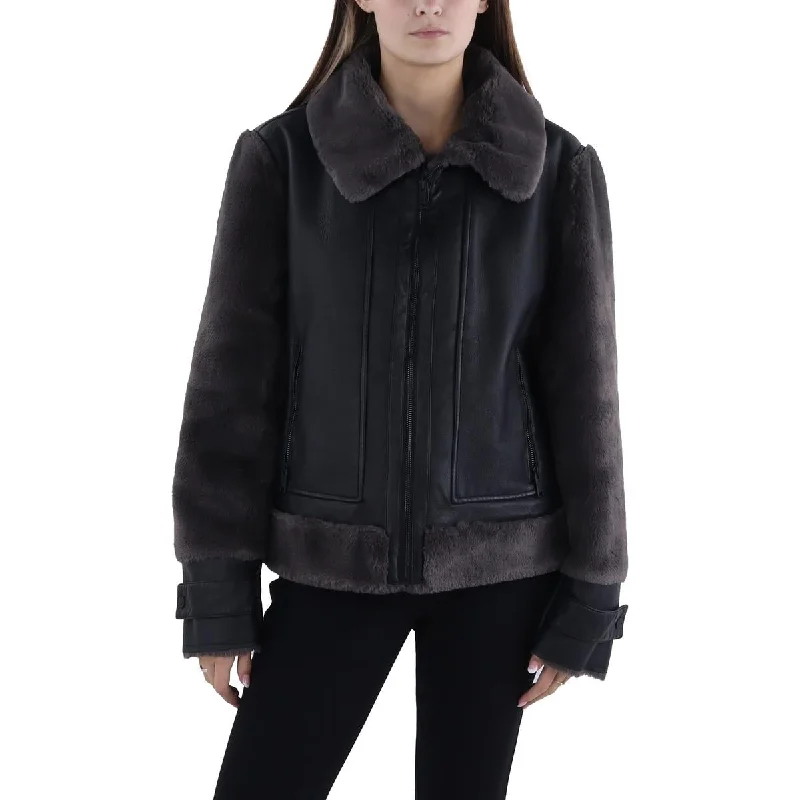 Andrew Marc Womens Vellica Faux Leather Short Motorcycle Jacket Insulated Jacket Fitted Jacket Loose Jacket Andrew Marc Womens Vellica Faux Leather Short Motorcycle Jacket Insulated Jacket Fitted Jacket Loose Jacket