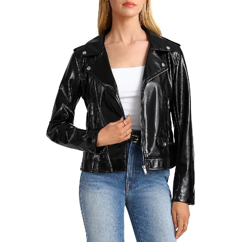 Bagatelle Womens Patent Faux Leather Motorcycle Jacket Faux Fur Jacket Real Fur Jacket Shearling Jacket Bagatelle Womens Patent Faux Leather Motorcycle Jacket Faux Fur Jacket Real Fur Jacket Shearling Jacket