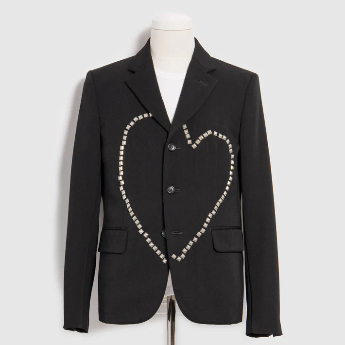 BLACK Comme des Garçons Studded Heart Jacket (Black) Print Jacket Jacquard Jacket Patchwork Jacket BLACK Comme des Garçons Studded Heart Jacket (Black) Print Jacket Jacquard Jacket Patchwork Jacket