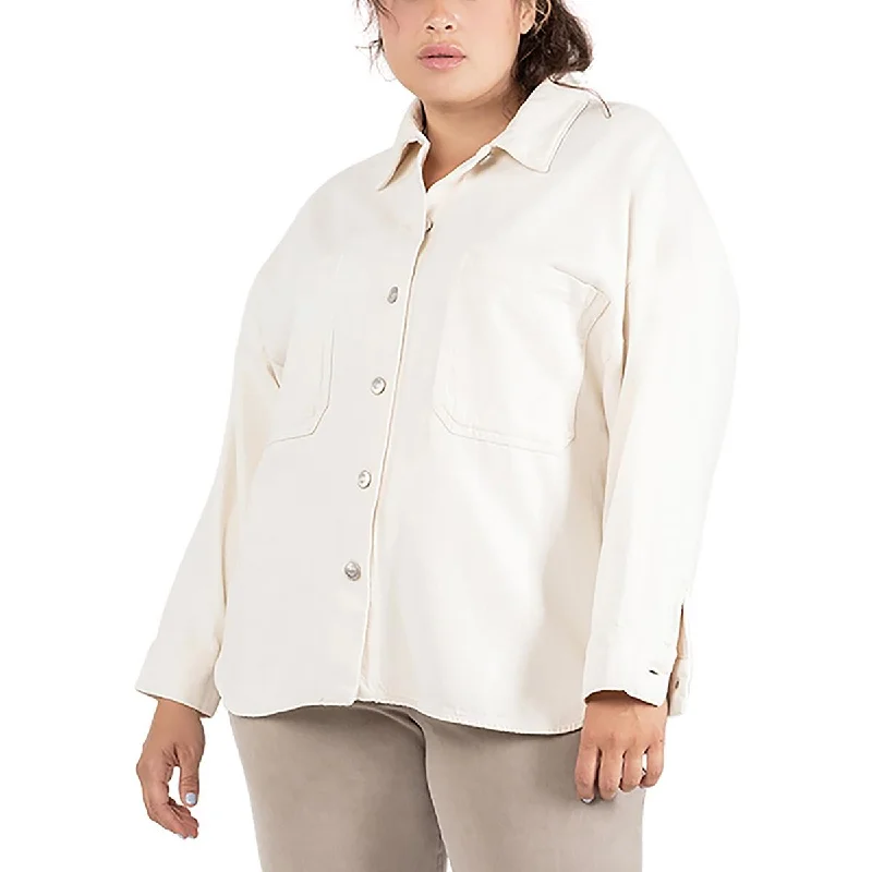 Black Tape_ Womens Plus Shacket Denim Shirt Jacket Anorak Shell Jacket Lightweight Jacket Black Tape_ Womens Plus Shacket Denim Shirt Jacket Anorak Shell Jacket Lightweight Jacket