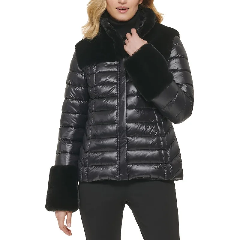 DKNY Womens Nylon Puffer Jacket