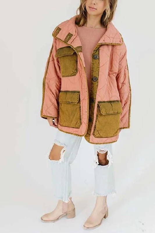 Free People Mixed Military Dolan Jacket Zip Front Button Front Snap Front