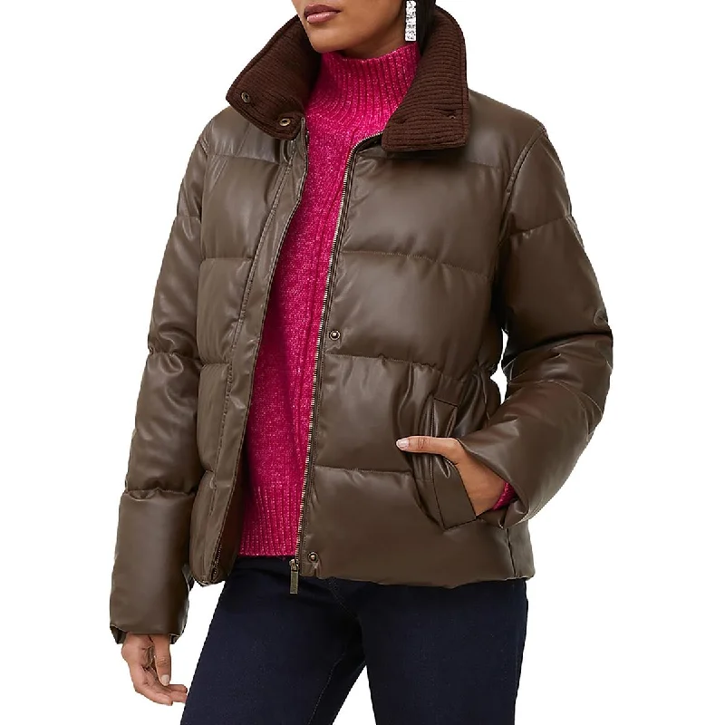 French Connection Womens Faux Leather Warm Puffer Jacket Satin Jacket Silk Jacket Chiffon Jacket French Connection Womens Faux Leather Warm Puffer Jacket Satin Jacket Silk Jacket Chiffon Jacket