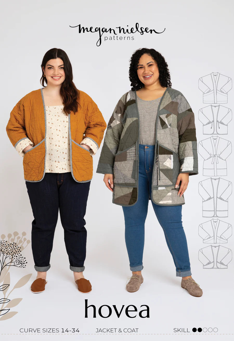 Hovea Curve Quilted Jacket - Sewing Pattern | Megan Nielsen Toggled Jacket Drawstring Jacket Belted Jacket