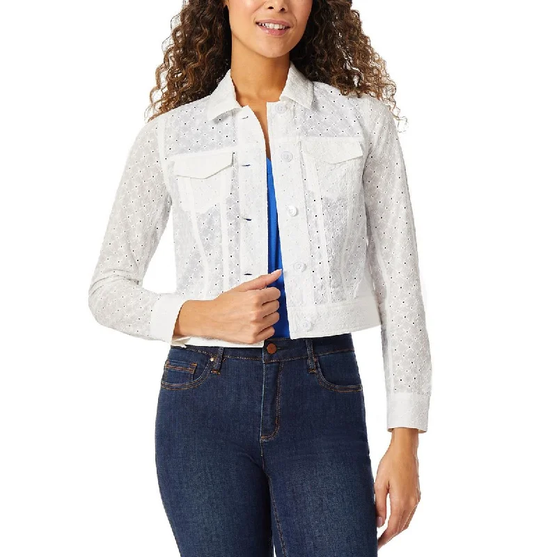 Jones New York Womens Petites Eyelet Long Sleeve Trucker Jacket Toggled Jacket Drawstring Jacket Belted Jacket Jones New York Womens Petites Eyelet Long Sleeve Trucker Jacket Toggled Jacket Drawstring Jacket Belted Jacket