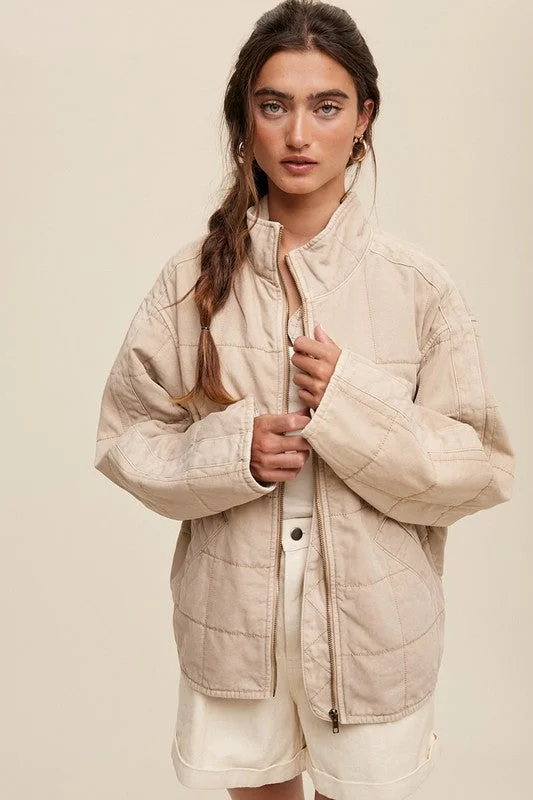 Jory Quilted Denim Jacket Elasticated Jacket Padded Jacket Insulated Jacket