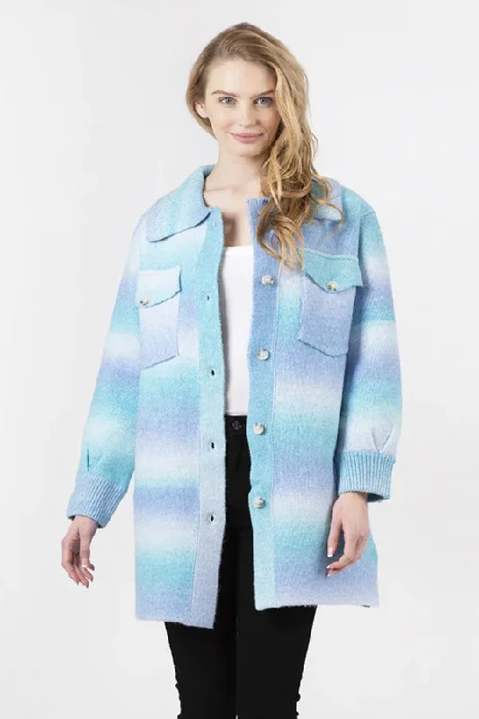 Lyla & Luxe Stanley Ombre Jacket Zippered Front Buttoned Front Snap Front