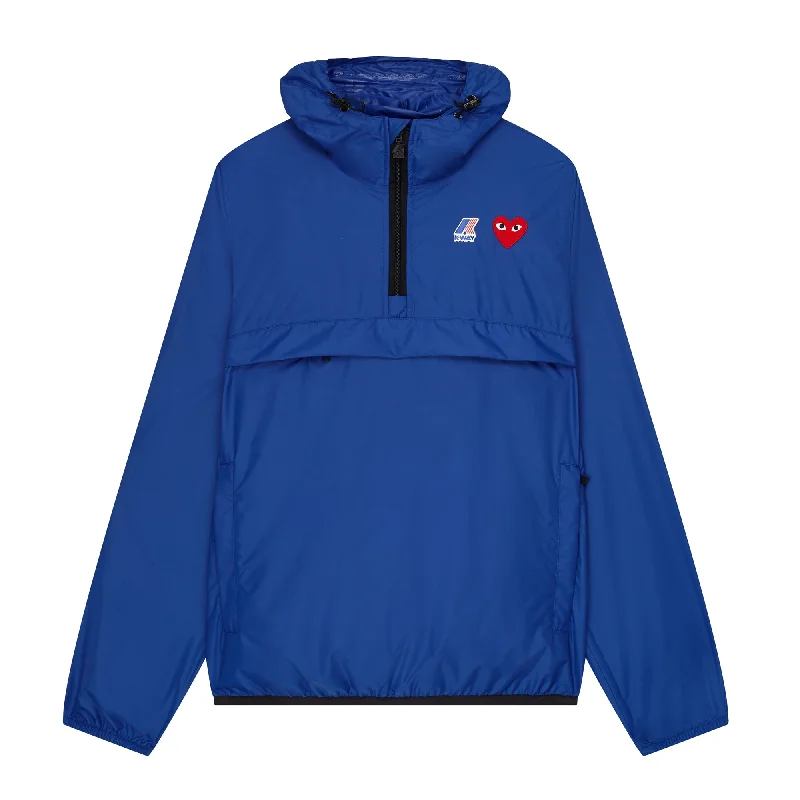 Play Comme des Garçons x K-WAY Half Zip Jacket (Blue) Elasticated Jacket Padded Jacket Insulated Jacket Play Comme des Garçons x K-WAY Half Zip Jacket (Blue) Elasticated Jacket Padded Jacket Insulated Jacket