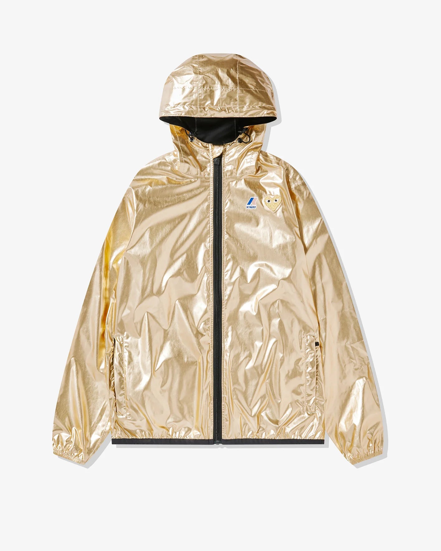 PLAY Comme des Garçons x K-Way Gold Heart Zip Jacket (Gold) Wool Jacket Cashmere Jacket Tweed Jacket PLAY Comme des Garçons x K-Way Gold Heart Zip Jacket (Gold) Wool Jacket Cashmere Jacket Tweed Jacket
